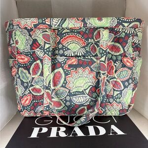Vera Bradley Red and Green Artistic Jumbo XL Tote Bag